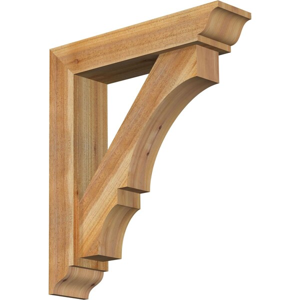 Ekena Millwork Balboa Traditional Rough Sawn Bracket w/ Offset Brace, Western Red Cedar, 6"W x 26"D x 30"H BKT0604X26X30BOA01RWR - main